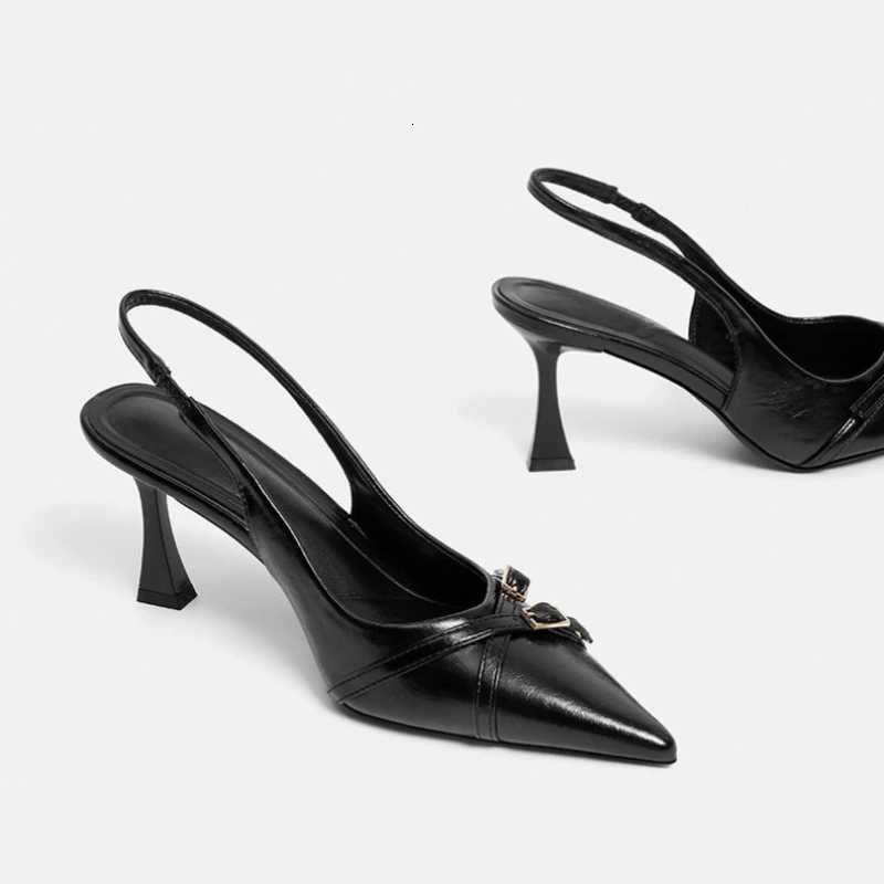 Luxury Spring Summer Thick Heel Women Sandals Fashion Pointed Toe Singbacks Mules Shoes Ladies Elegant Dress Pumps Z260330