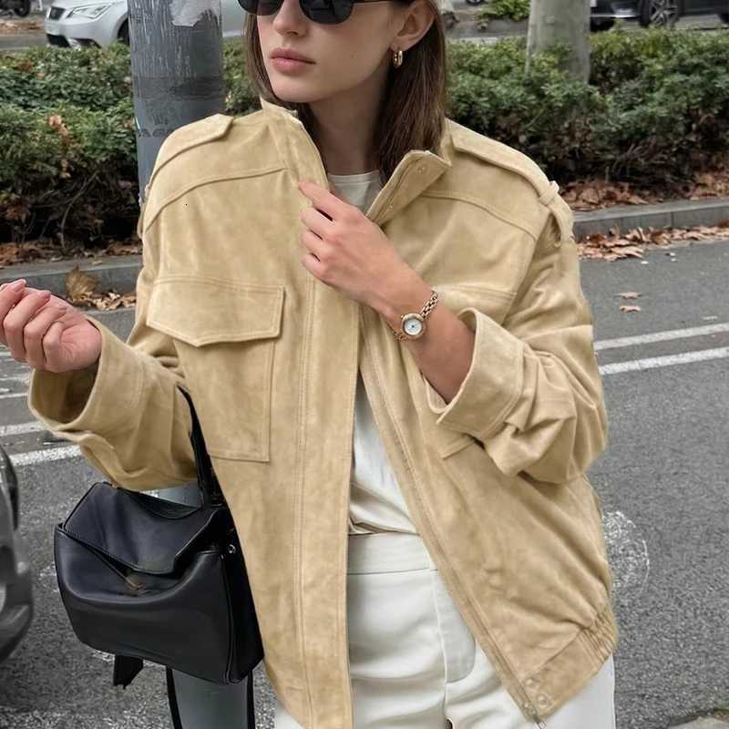 Womens Jacket Black Suede Jacket New Coats And Jackets Lady Autumn 2025 New Collection Long Sleeve Tops Comfortable StreetwearT260328