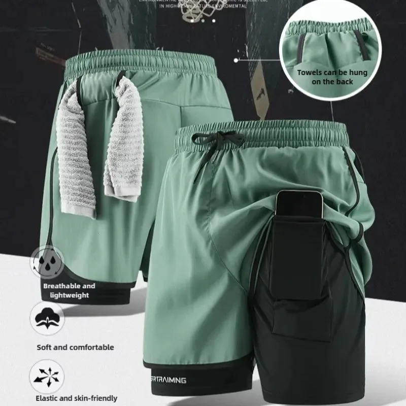 Men Running Shorts Gym Sports 2 in 1 Camo Quick Dry Workout Training Gym Fitness Jogging Short Sweatpants Summer Men Sportswear 260330