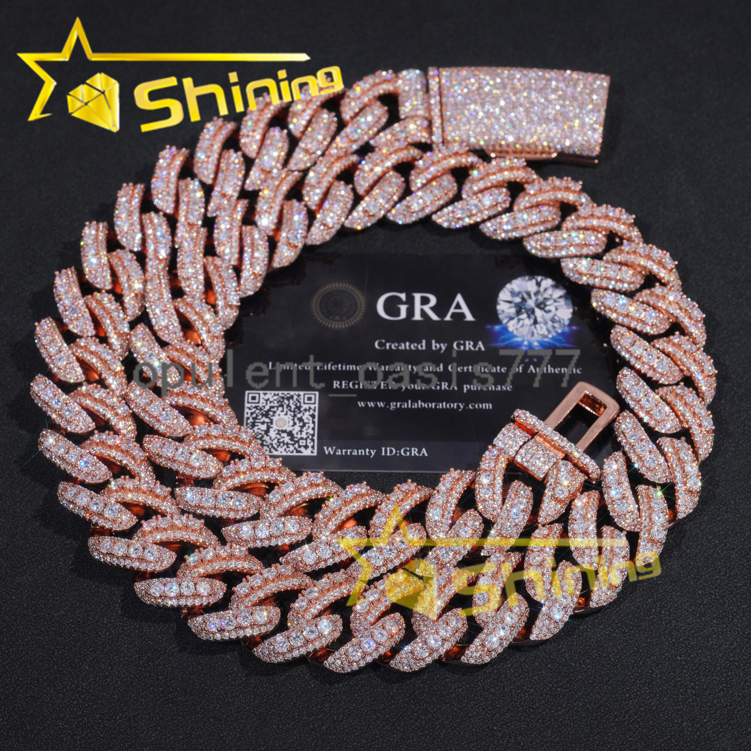 Hot Style Fashion 20mm Cuban Chain Sterling Silver 925 Moissanite Luxury Cuban Link Chain Prong Set Hip Hop Jewelry