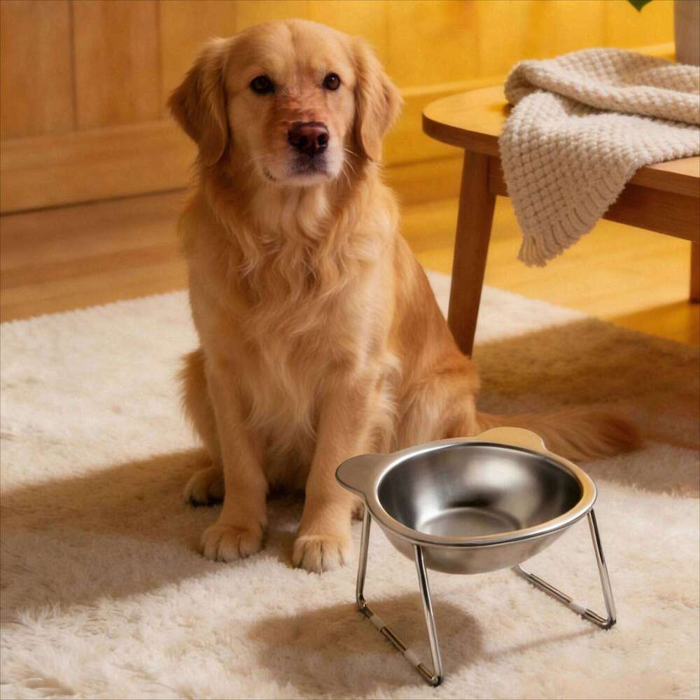 15 Tilted Elevated Dog 304 Stainless Steel Anti-Vomiting Pet Food Water Bowl Spine Protection for Dogs Cats 26W0330