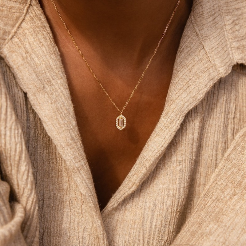 Classic Fashion Design Jewelry 925 Sterling Silver Necklace Woman Gemstone Pendant Zircon Luxurious Diamond Set Women's Collar Versatile Minimali