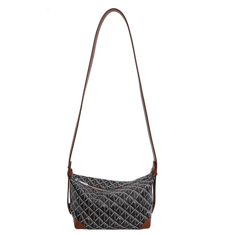 Free Shipping High Value Geometric Pattern Crescent Bag for Women Vintage Hobo Crossbody Bag with Leather Strap