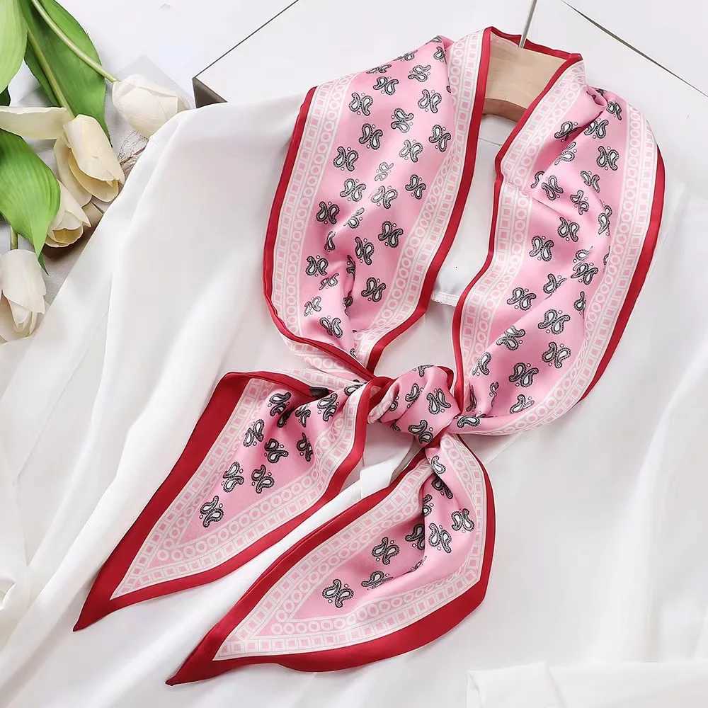 Luxury Chain Print Hair Ribbon Scarf Women Neck Tie Bag Scarfs Satin Silk Skinny Headscarves Ladies Foulard Floral Bands Z260330