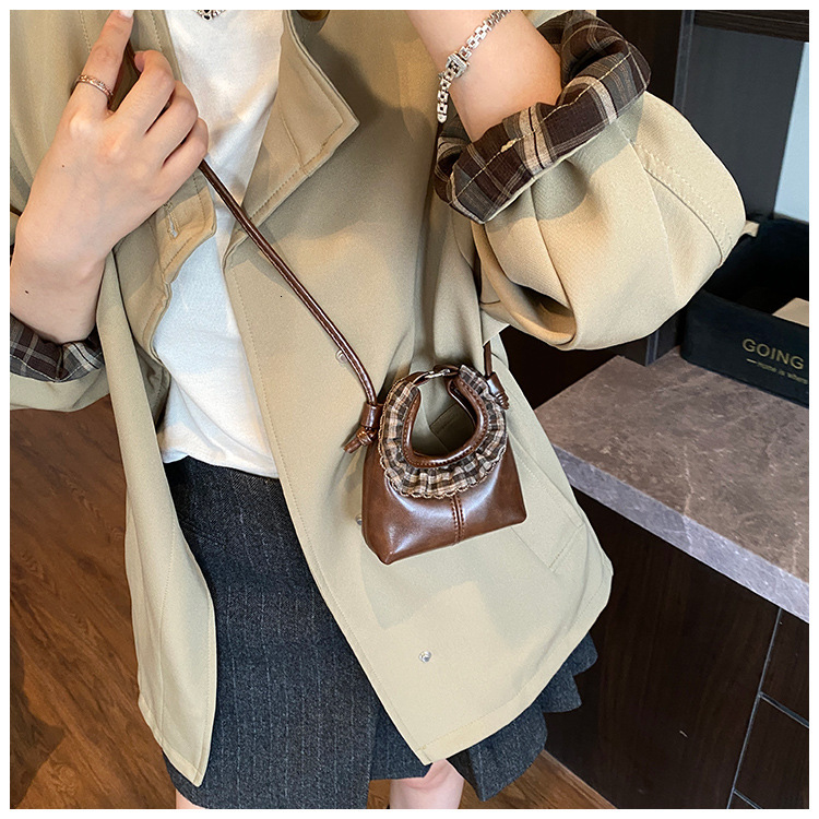 Free Shipping High Value Mini Bucket Bag for Women Braided Handle Crossbody Purse Versatile Small Handbag