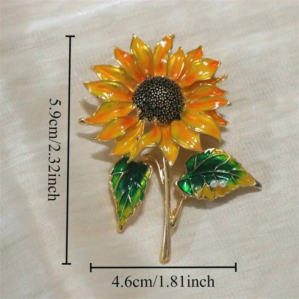 Baroque Luxury Pins Flower Sunflower Design Couple Surprise Gift Enamel Brooch Beautiful Lapel Pin Accessories