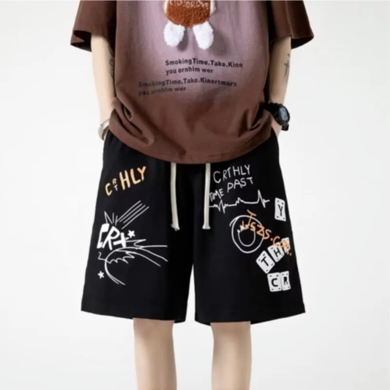 M-8XL Three color mens plus size loose American hip-hop graffiti printed casual pants fashionable sports pants 260327
