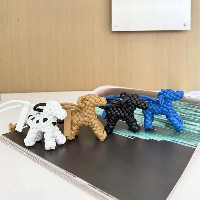 Woven Leather Dog Charm For Women S Keychain Pendant Animal Ornament Decoration Bag Accessories Clutch Bags