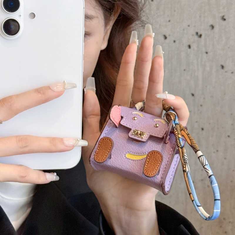 Handmade Mini PU Leather Handbag Decoration Pendant Headphone Case For Airpods 4 Pro2 3 2and1 Mini Wallet with lanyard Z260330
