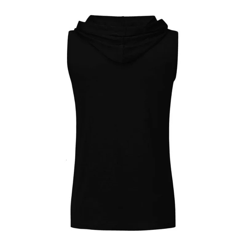 Mens Hooded Tank Tops Gym Workout Training Hoodies Sleeveless Bodybuildng Muscle Cut Off TShirt with Pocket 260312