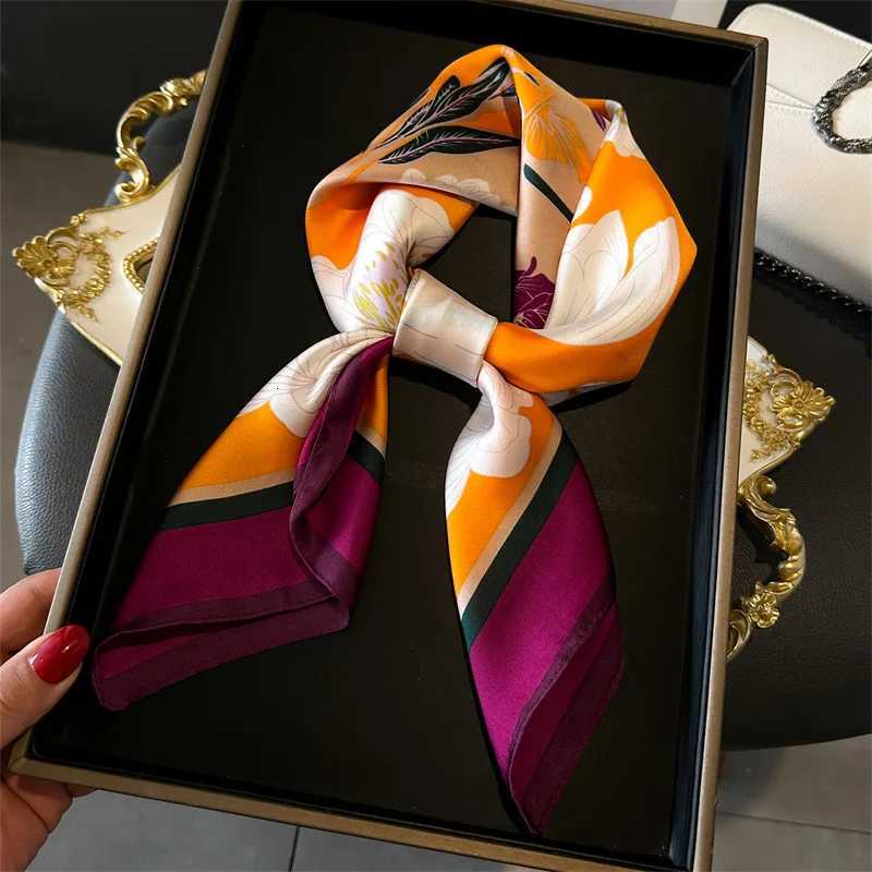 Scarf For Wen Fashion Flower Print Neckerchief Luxury Band Breathable Square Scarf Spring/Sunmmer band Hijab Scarves X260328