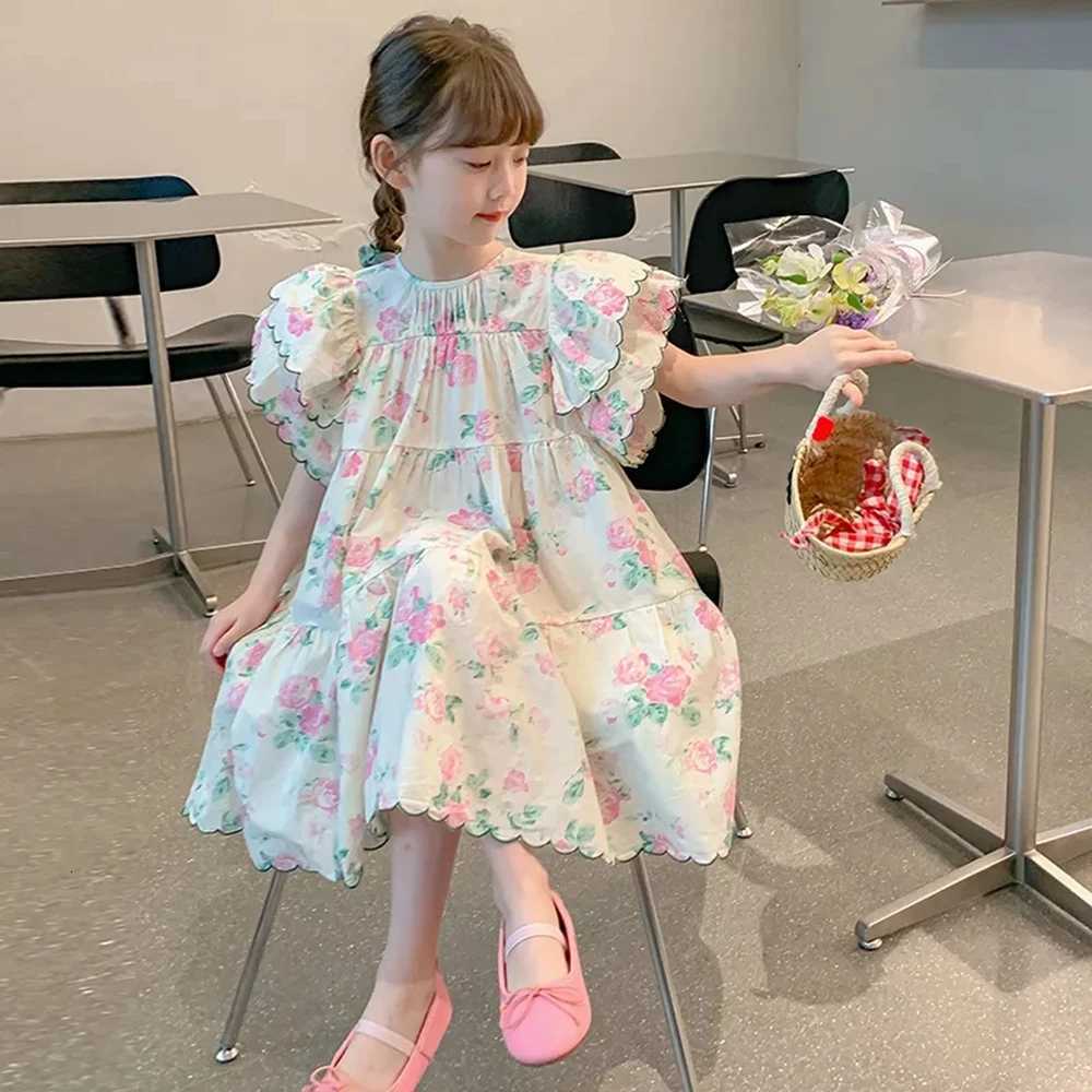 4-15 Years Girls Summer Print Dress Children Floral Loose Casual Dresses for Girls Teenager Kids Short Sleeve Dress Clothing 8 9T260330