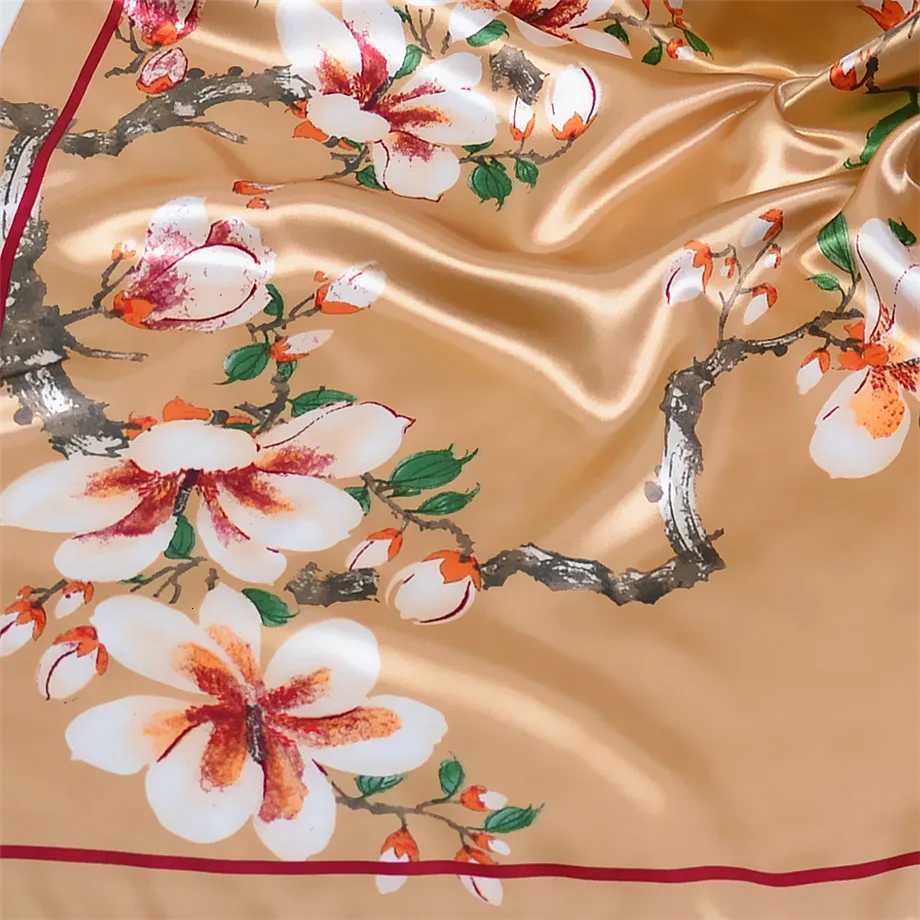 2024 Wintersweet Floral Women Silk Scarf Large Square Scarves Female Bandana Fashion Handkerchief Ladies Hijab Kerchief Scarves Z260330
