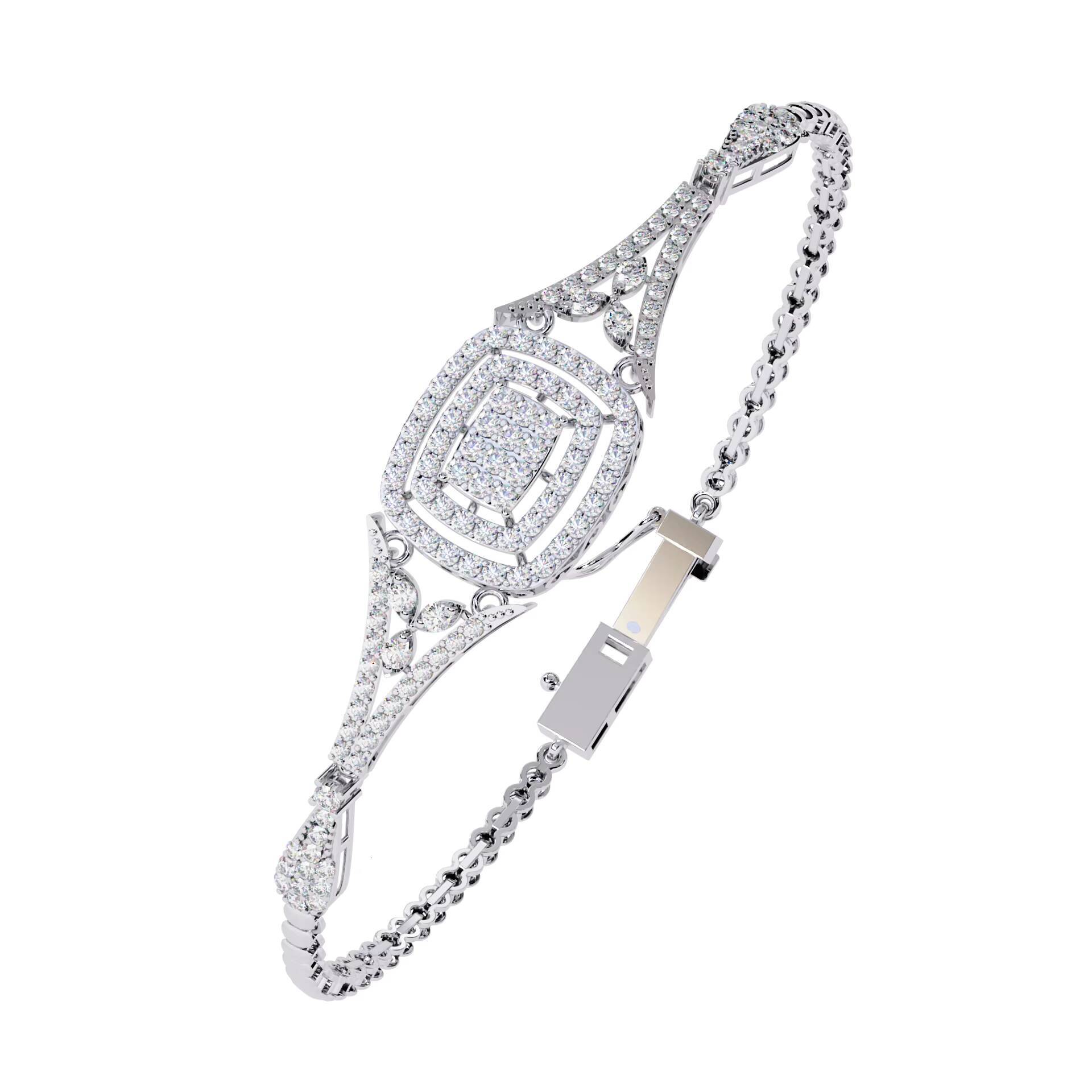 One of a Kind Natural Diamond Bracelet with Lab Grown Stones 14K Gold Plated IGI Certified Exclusive Design Jewelry for Women