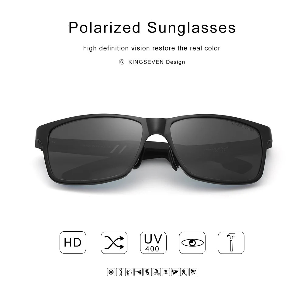 KINGSEVEN Mens Polarized Sunglasses Full Frame Aluminum Material Driving Glasses Eyewear Shades For Men Oculos masculino 260324