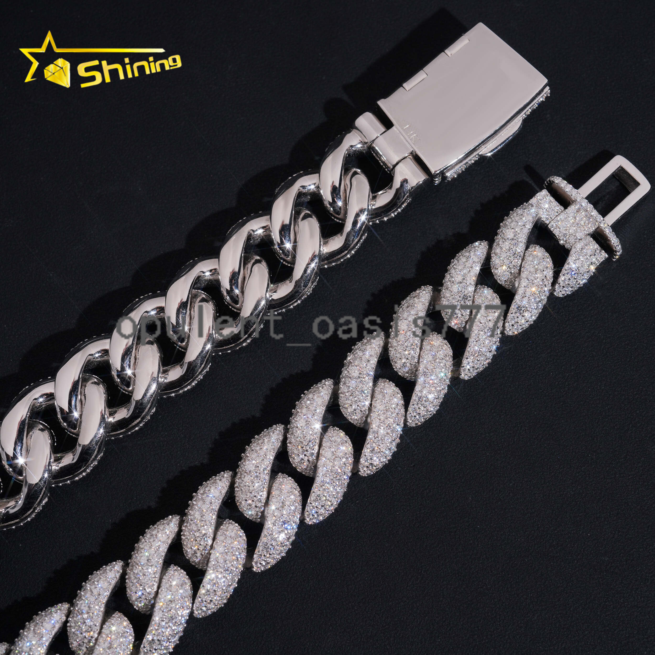 Luxury Big Size 23mm Width Iced Out Cuban Link Moissanite Hip Hop Jewelry Custom Men 925 Silver Moissanite Cuban Link Chain