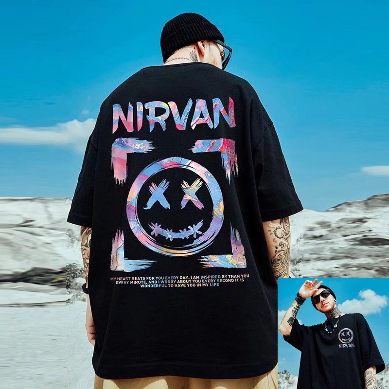 Printed Short-sleeved T-shirt Extra-large Size Men's Fashionable Hip-hop Loose Short Style Designer T-shirt Outdoor Sports Luxurious Fashion