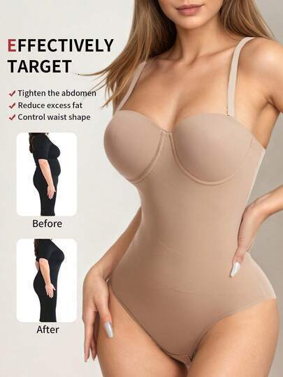 Seamless Shapewear Plus-Size Body-Shaping Shapewear With Underwire, Strapless Seamless Tummy Control Corset Dress