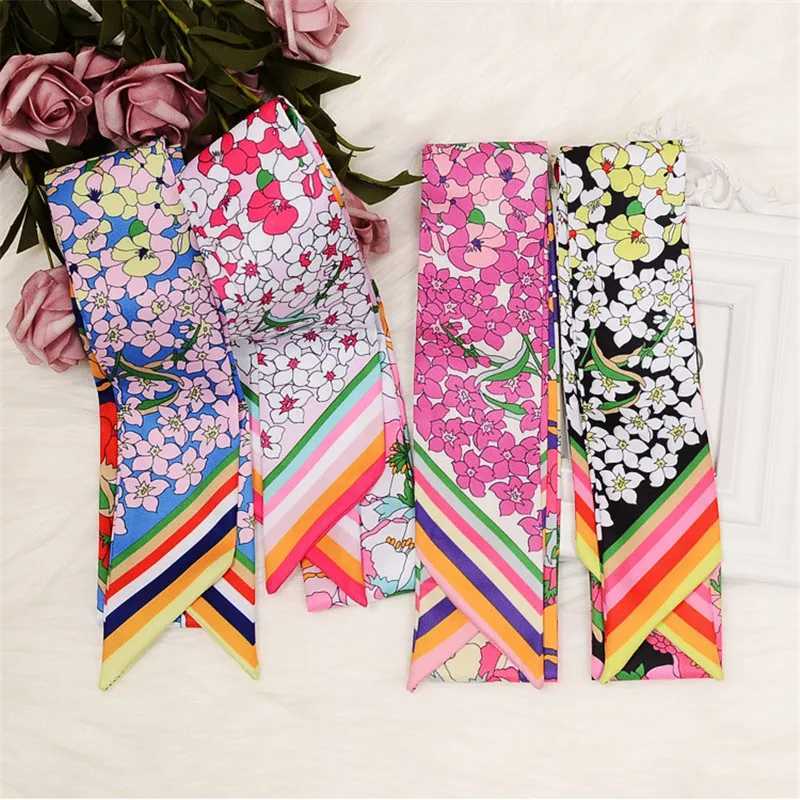 New Skinny Scarf Floral Printing Silk Scarf For Wen Luxury Brand Foard Fashion Belt For Ladies Bag Scarf Scarves X260328