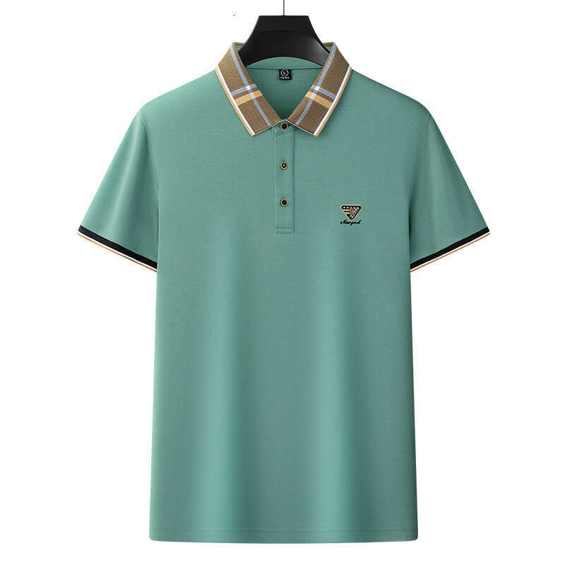 Men 2026 Silk Moisture-Wicking Quick-Dry Summer Short Sleeve T-Shirt Turn-Down Collar Casual Versatile Solid Color Shirt Men's Father's Gift