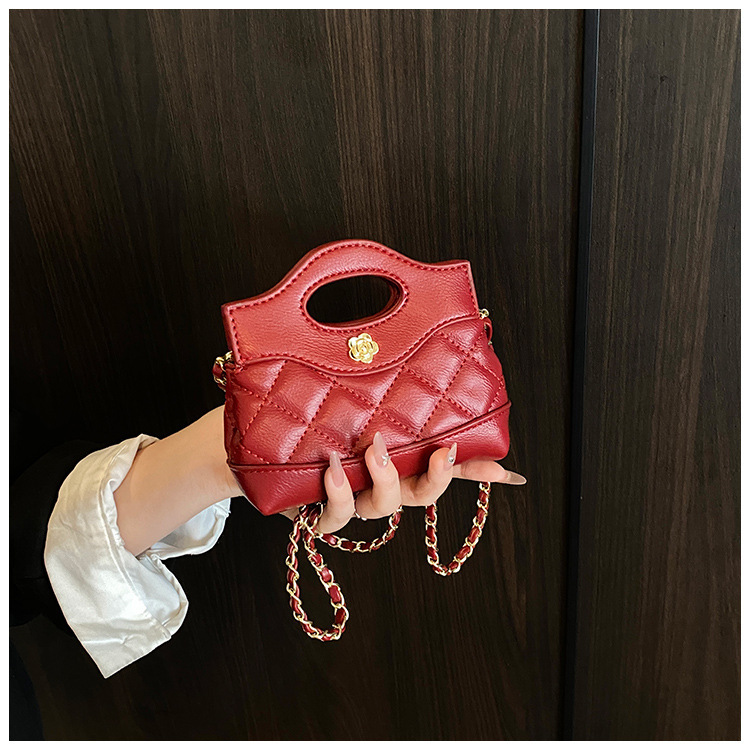 Free Shipping High Value Mini Quilted Handbag for Women Cute Top Handle Crossbody Purse with Chain Strap