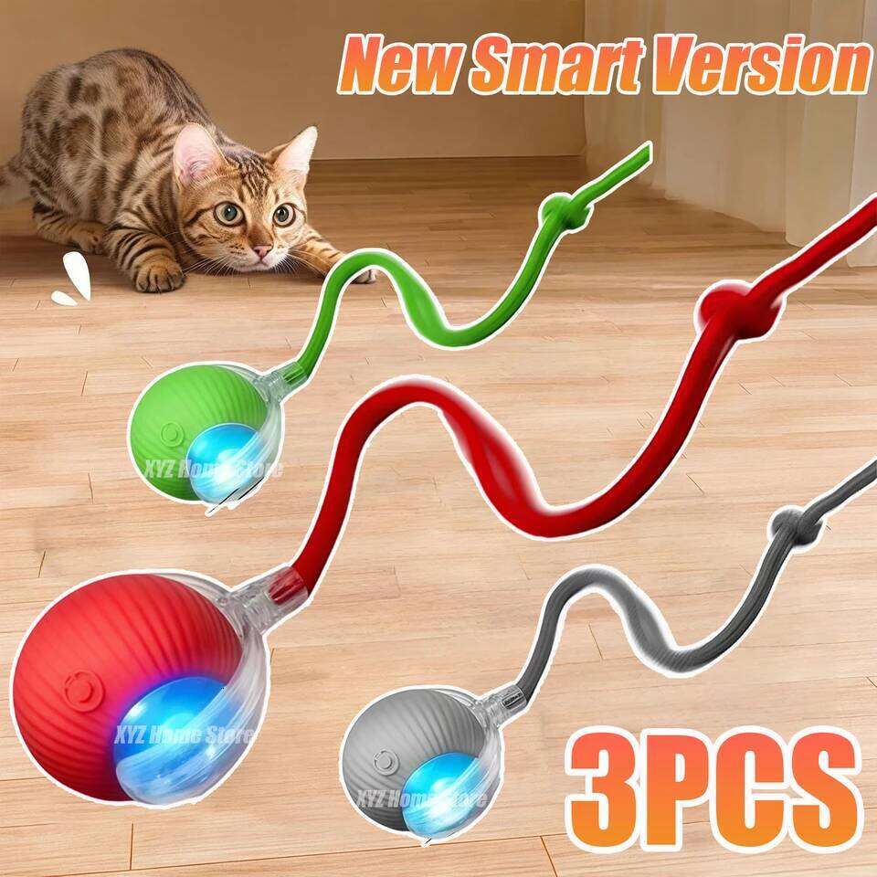 New Interactive Automatic Rolling Ball Faux Tail Rechargeable Smart Pet Electric Toy Dog Cat Training Imitate Mouse