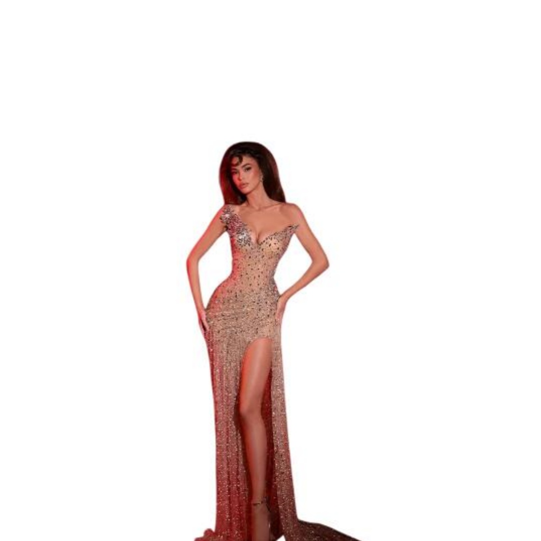 Vintage Strapless V Neck Evening Dresses Sexy Crystal Sleeveless Mermaid Prom Dress Customized Beaded Side Split Party Gown