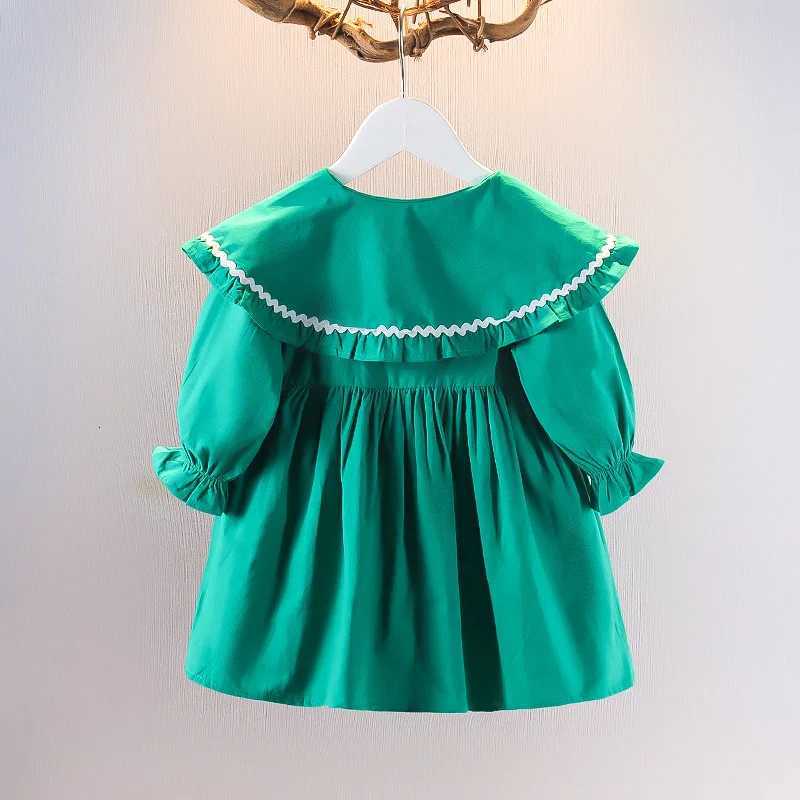 Childrens Korean version Dress Spring and Autumn Fashion Girls Pure Cotton Flower Doll Neck Dress Infant Princess Dress 0-4YT260330