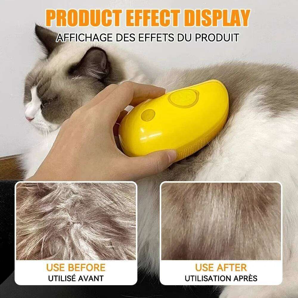 Cat Steamy 3 in 1 Steam Brush Electric Sprayer for Pet Dog Grooming Shedding Hair Cleaning Massage Combs