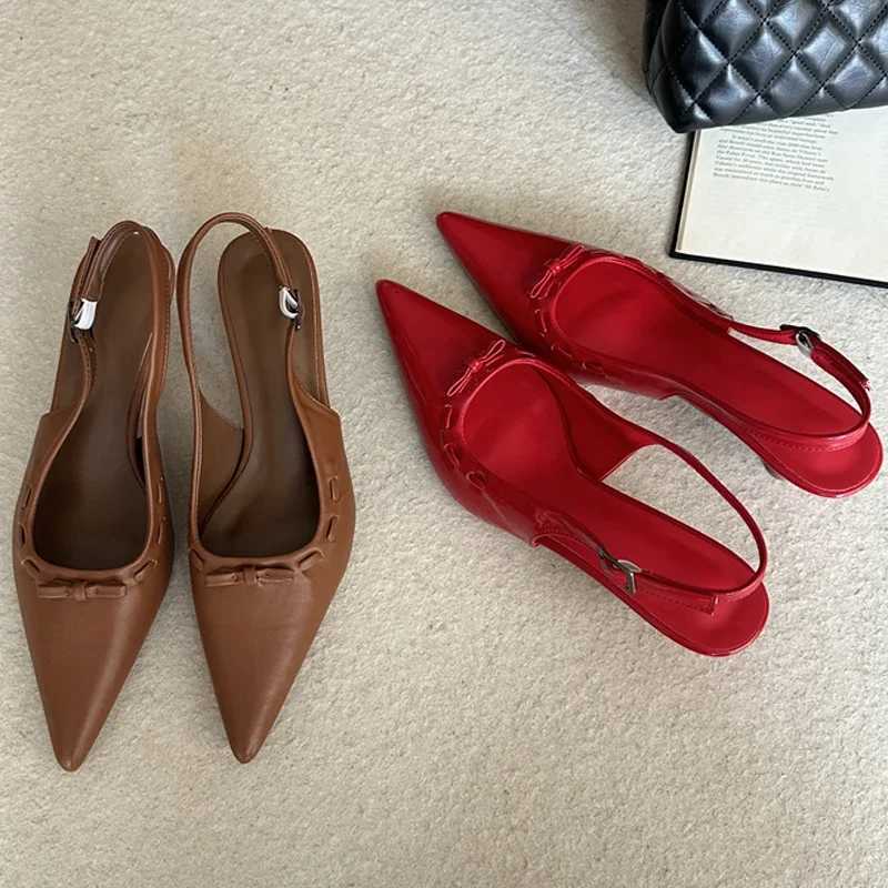 Eilyken New Fashion Butterfly-knot Buckle Strap Woman Pumps Elegant Slingbacks Thin Low Heels Wedding Party Shoes Z260330