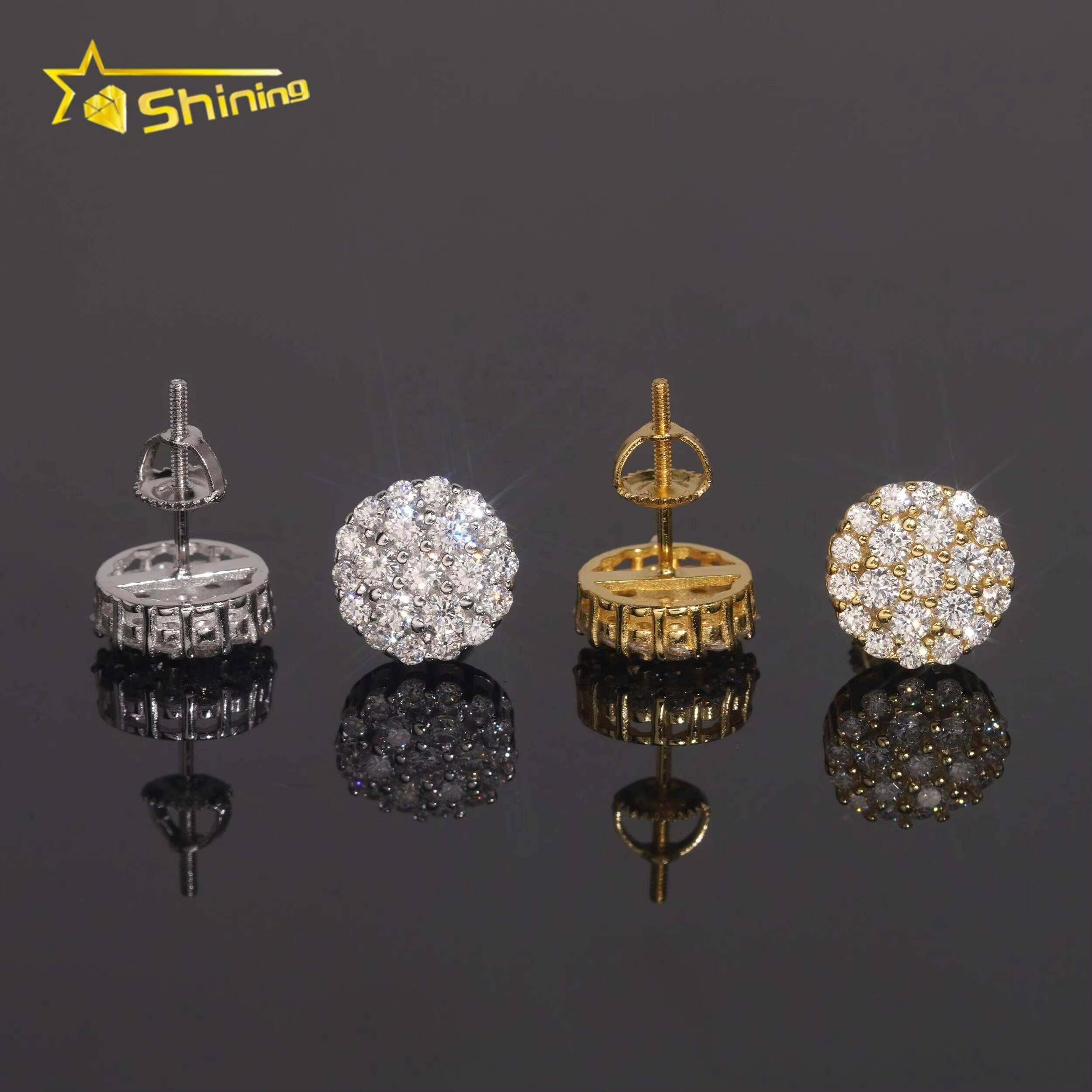 Wholesale Factory Direct 925 Sterling Silver Iced Out Hip Hop Diamond Moissanite Earrings for Men