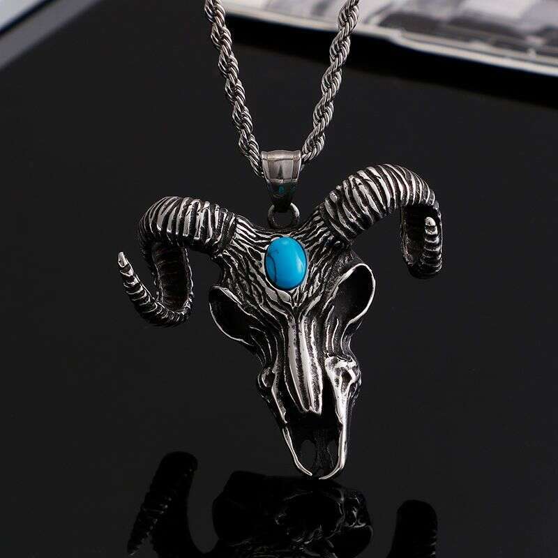 Punk For Men, Trendy Fashion Brand, Popular In Europe And America, Unique Retro Style, Cow Head Men's Titanium Steel Pendant Necklace