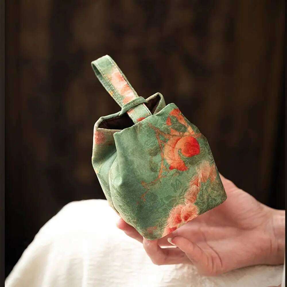 Chinese Embroidery Creative Chinese Style Storage Thickened Embroidered Tea Set Accessories Vintage Teacup Drawstring Cloth Bag
