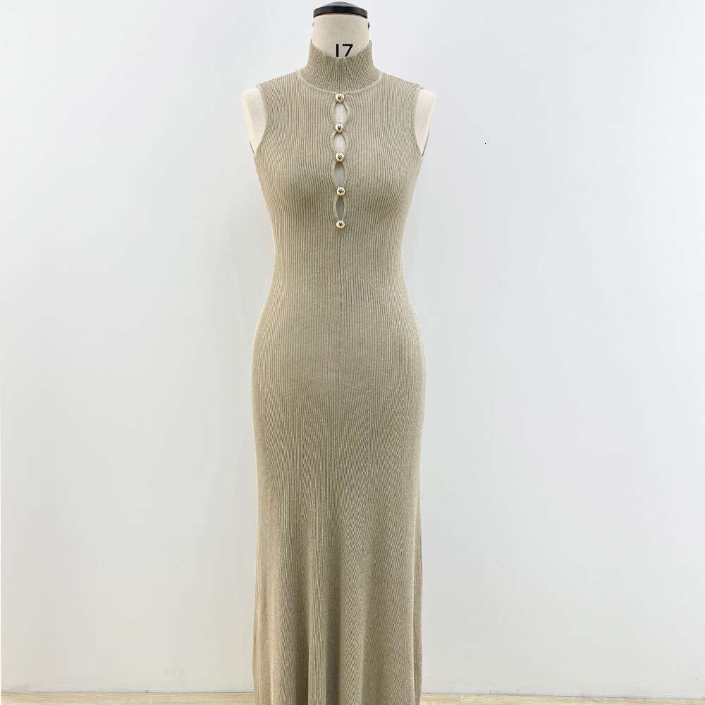 2026 Autumn/Winter New Designer Women's Fashion Half High Collar Slimming S18 Sleeveless Long Elegant Dress