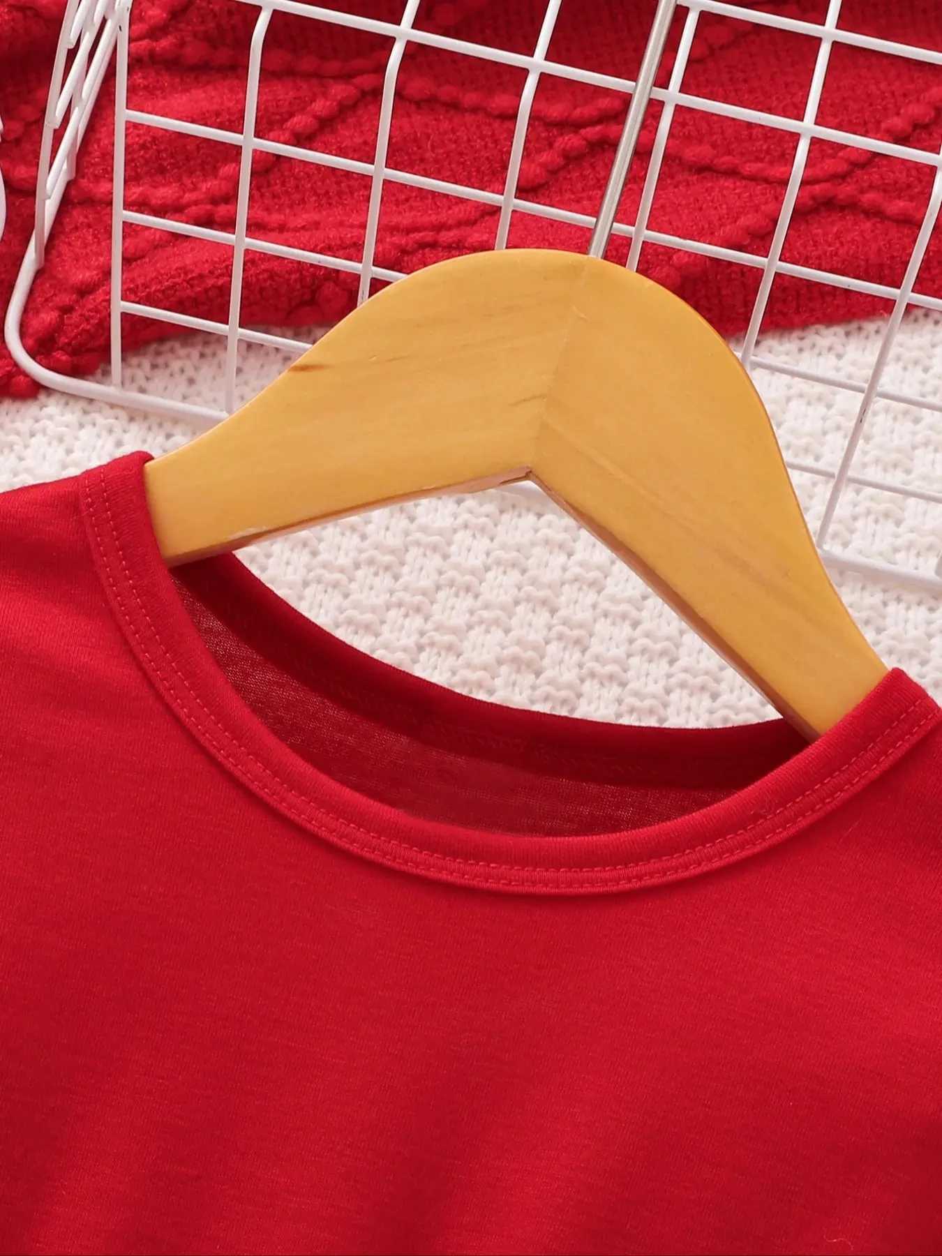 2024 Summer Cute Red Love Princess Childrens Short sleeved Dress Casual Party ClothingT260330