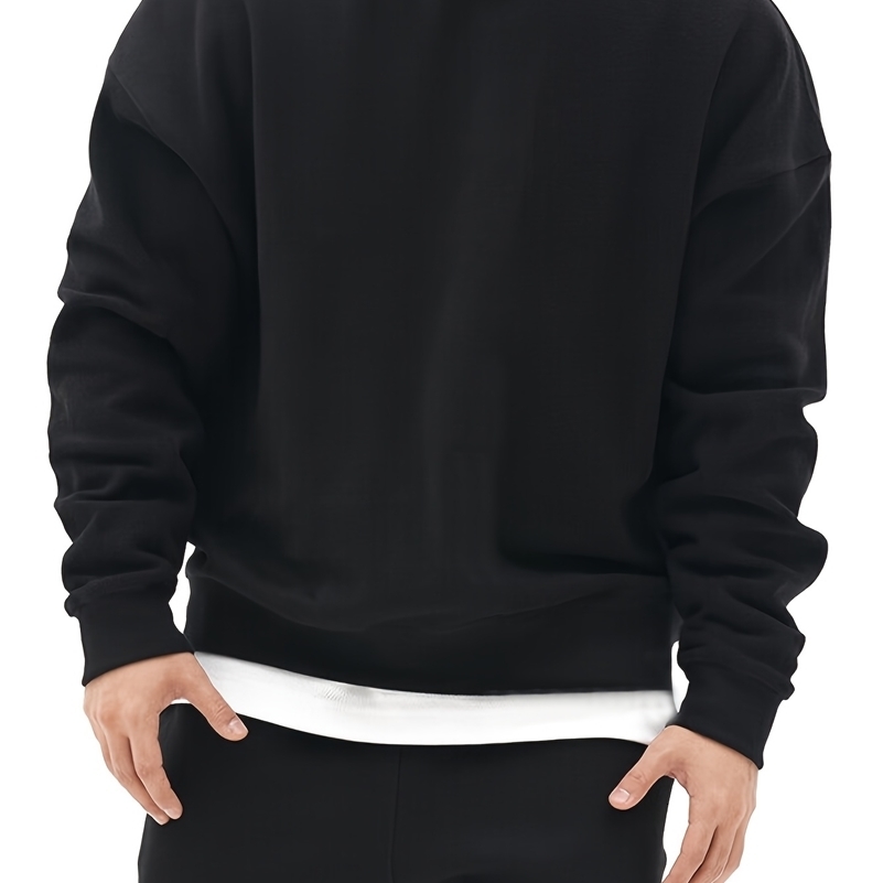 Mens Fashion - Forward Casual Trendy Solid - colored Crew - Neck Sweatshirt for Effortless Everyday Urban Street Styles 260327