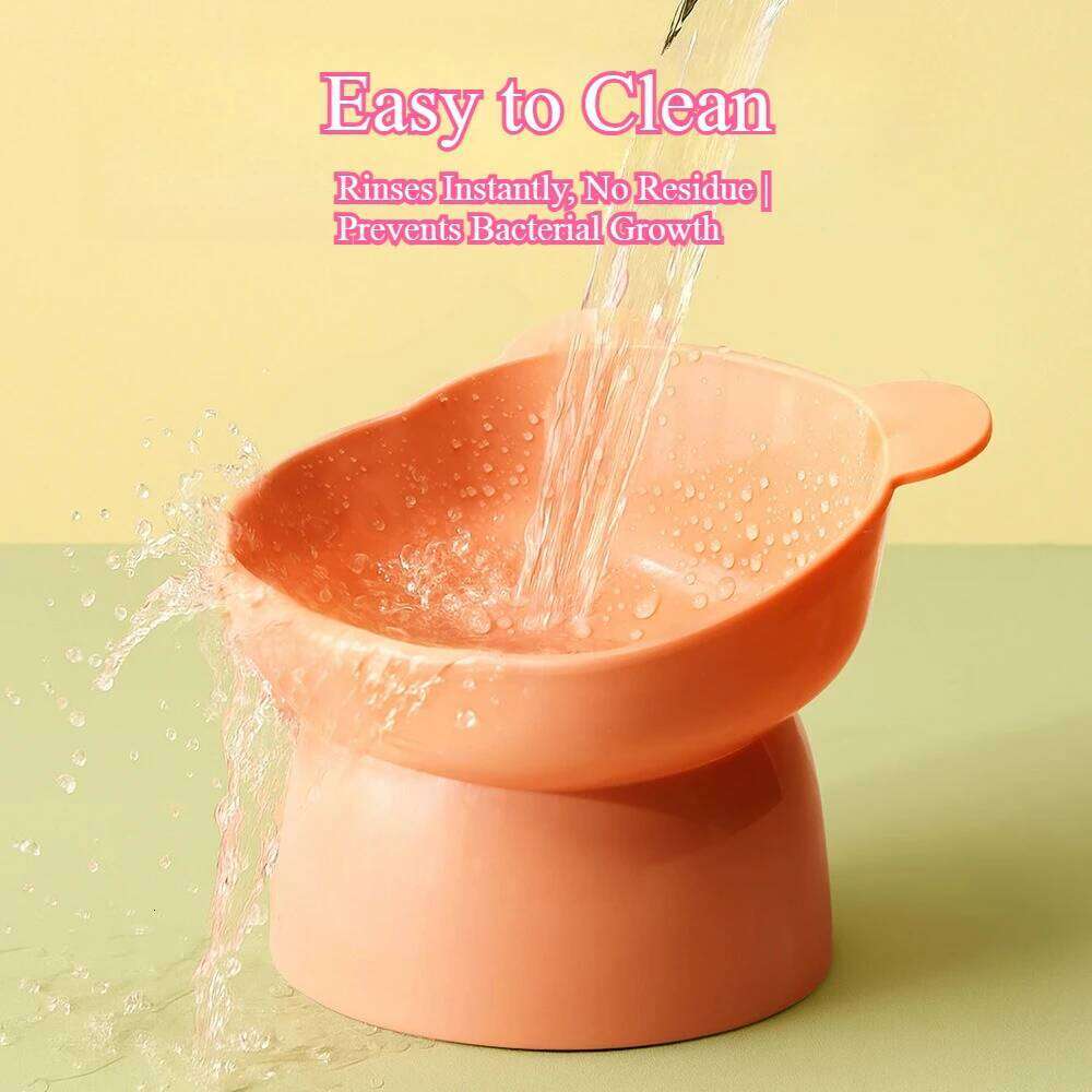 Tilted Elevated Pet Bowl, High Neck Protector Design, Anti-Choking Dog Cat Feeder with Non-Slip Base, Raised Food and Water Bowl 26W0330