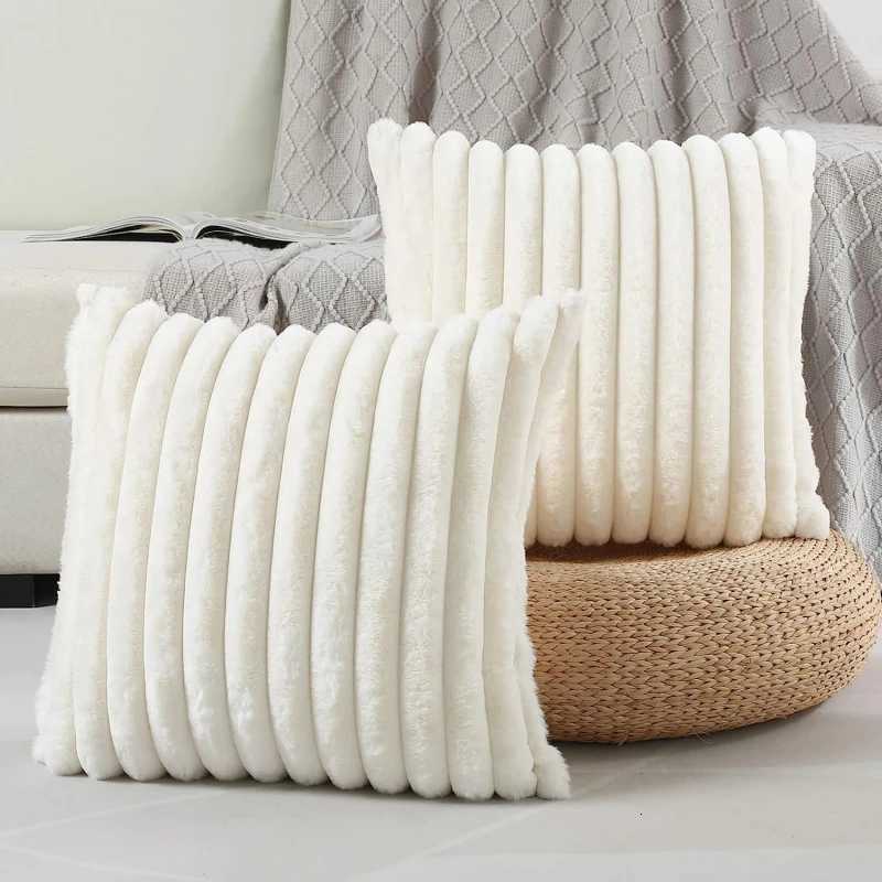 Faux Rabbit Fur Square Cushion Cover Big Thick Striped Super Soft Solid Color Pillow Cover 45x45cm Sofa Decor Cushion Covers H260330 - view 7