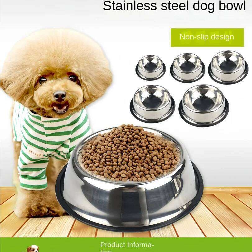 Stainless Steel Pet Feeding Cat and Dog Drinking Metal Feeder Bowl Durable Easy To Clean 6 Sizes 26W0330