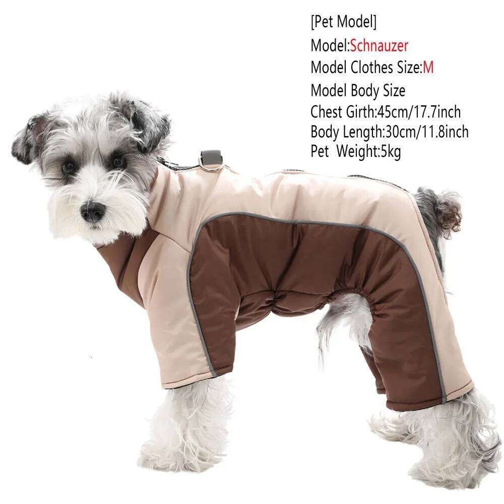 Dog Hiking Jackets Jumpsuit Winter Warm Pet Overall Camping Windproof Clothing for Small Medium Dogs Cats with D-ring Schnauzer