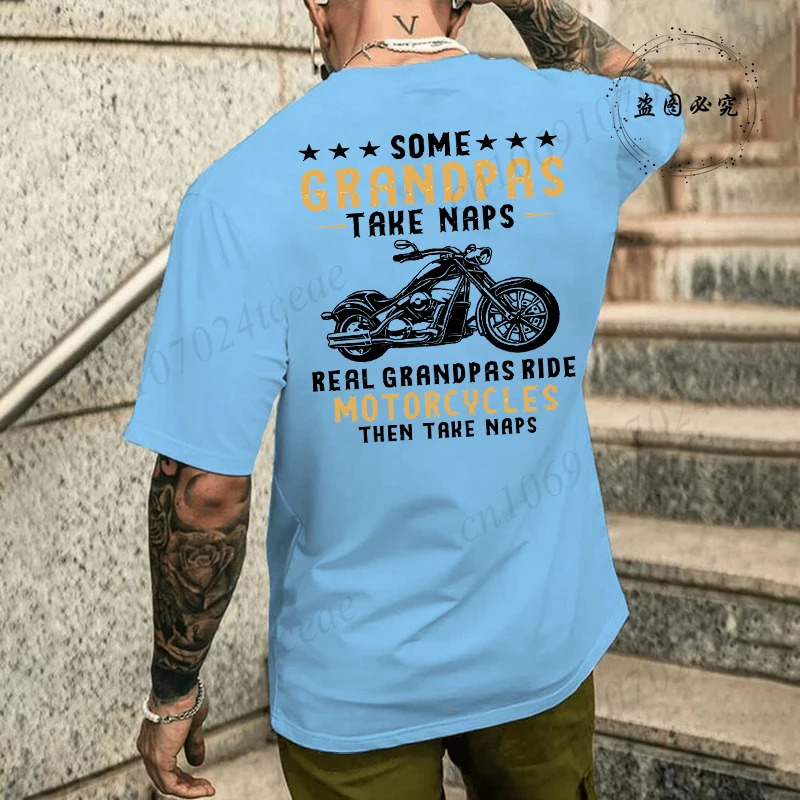 Mens TShirt Motorcycle Motorbike Casual Round Neck Top Tee GRANDPAS RIDE MOTORCYCLES Print Tshirt Graphic for Men 260312