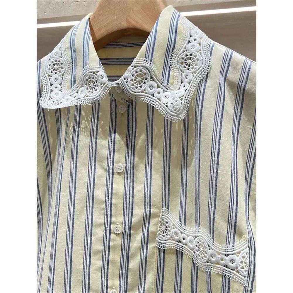 Summer Women Single Breasted Short Top + Drawstring Mini Skirt Female Stripe Embroidery Set Mdng260330