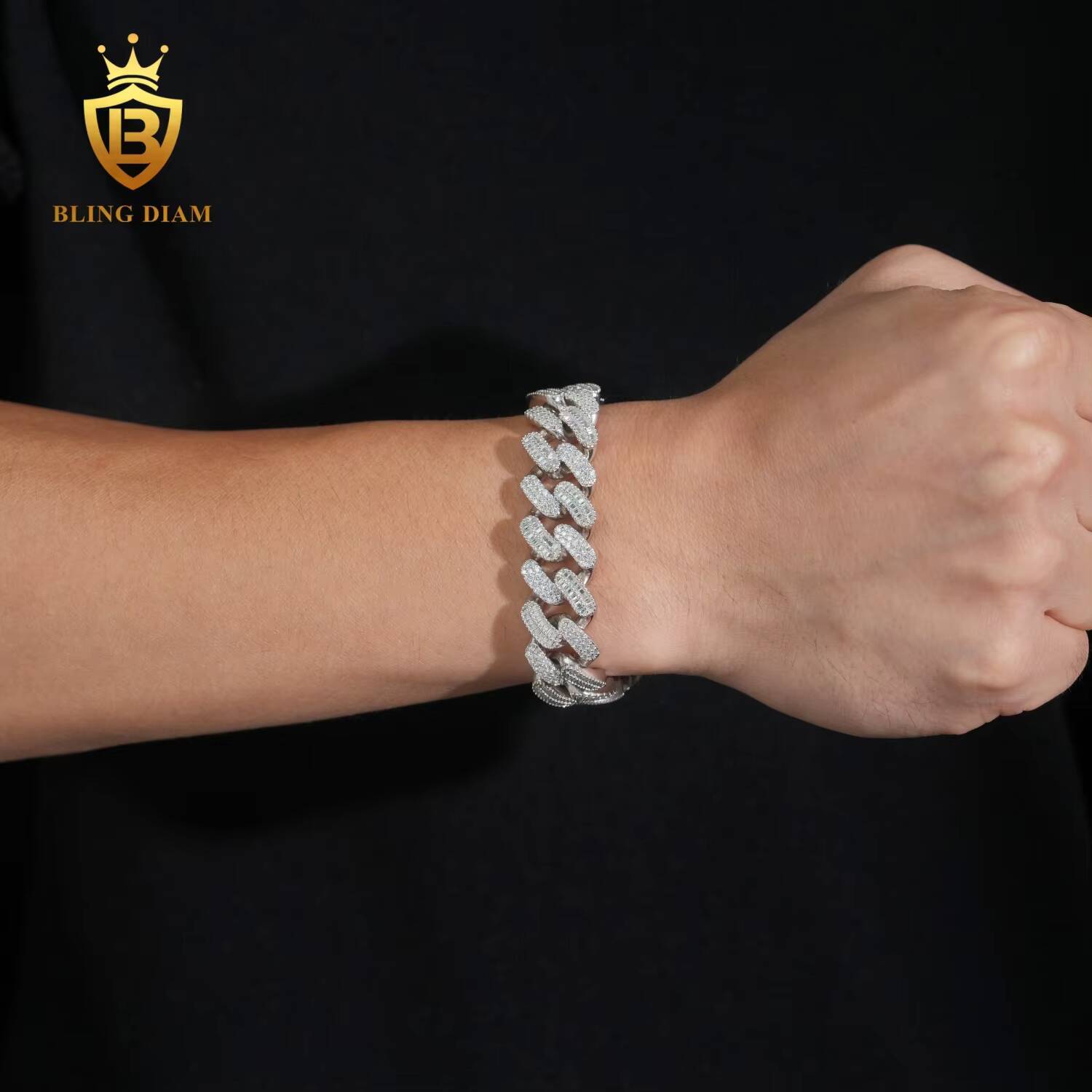 New Arrival Hip Hop Jewelry Cuban Link for Men 16mm VVS1 Iced Out Moissanite Diamond 925 Silver Cuban Link Chain High Quality