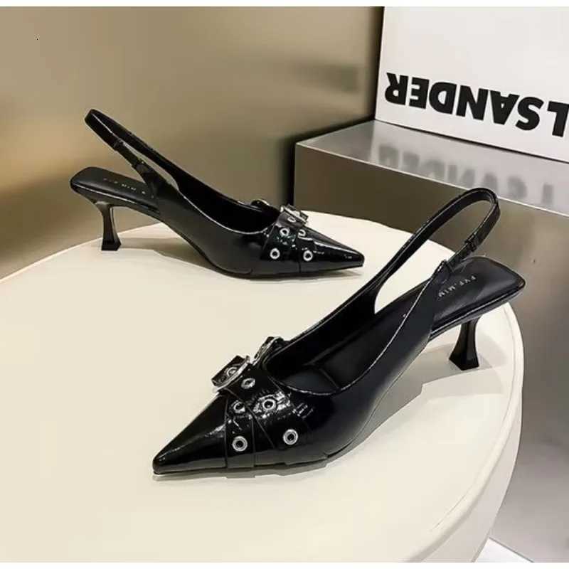 Luxury Brand Women Sandals Fashion Pointed Toe Buckle Strap Metal High Heeled Kitten Heel Elegant Single Shoes Female Z260330