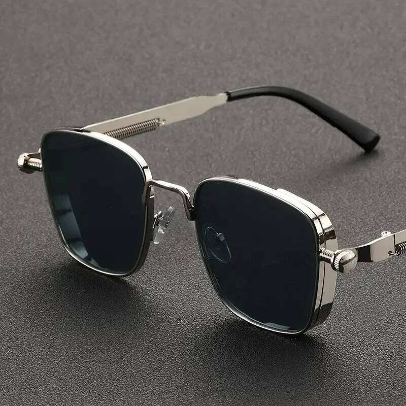 New Eyeglasses Vintage Steampunk Square Metal Sunglasses Fashionable Versatile Unisex Eyewear Unique Statement Style Sun Glasses 26Y0330
