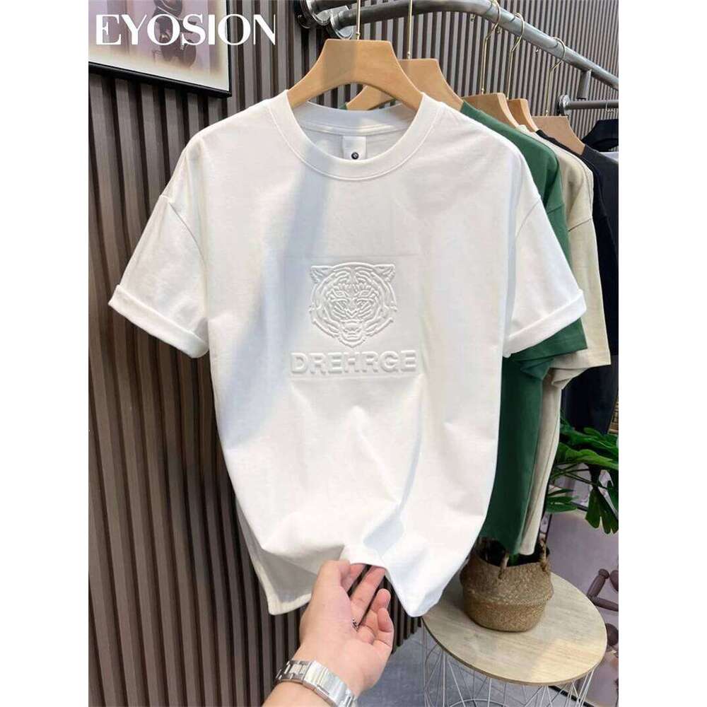 T Shirt Mens Designer Men Summer New Men's T-Shirt Short Sleeved O-Neck 3D Letter Tiger Printed Washed Old Retro Pure Cotton Loose Couples Casual