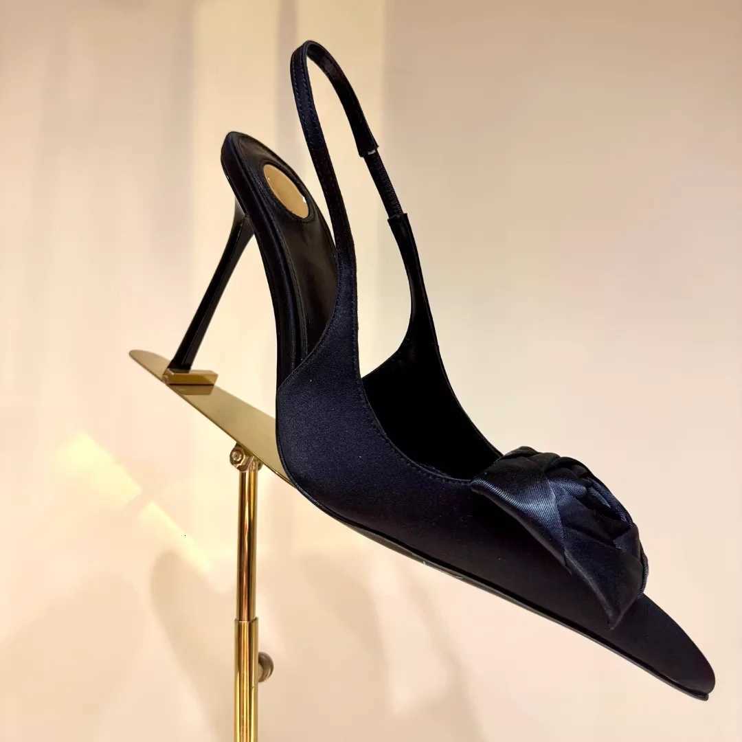 Pointed Toe Stunning High Heels for Women Thin Heel Satin Flower Slip-On Sandals Summer Outdoor Wear 2026 Hot Style Z260330
