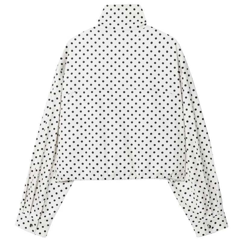 HXAO Polka Dot Bomber Jacket Womens Jackets Demi-Season Oversized Long Sleeve Top Outerwear Aviator Plus Size Zip Up Crop CoatsT260328