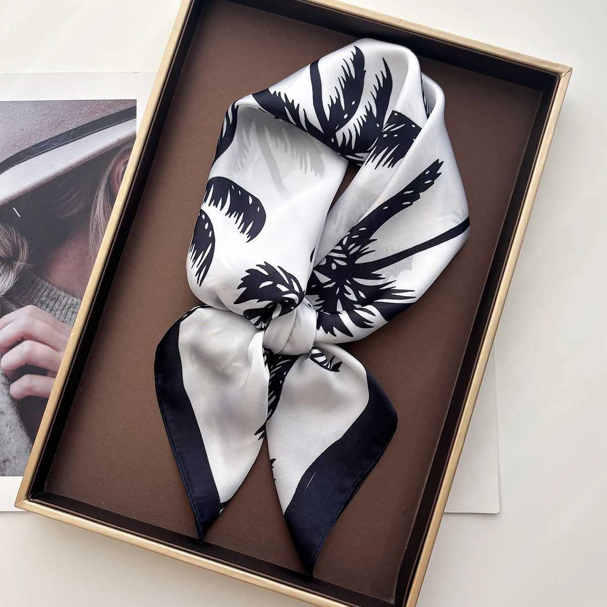 2026 Women Square Scarf Silk Imitation Print Neckerchief Bandana Foulard Female Shawl Scarves Wrap Head Hair Band Ties Z260330