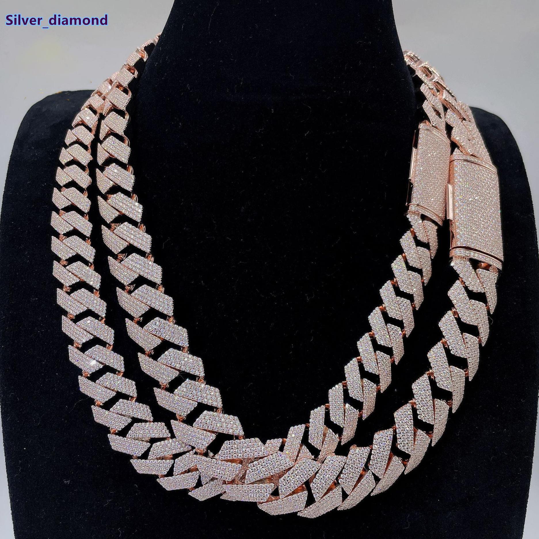 Hip Hop Style 925 Sterling Silver 18mm VVS Moissanite Diamond Cuban Link Chains Necklace for Men and Women Elegant Jewelry